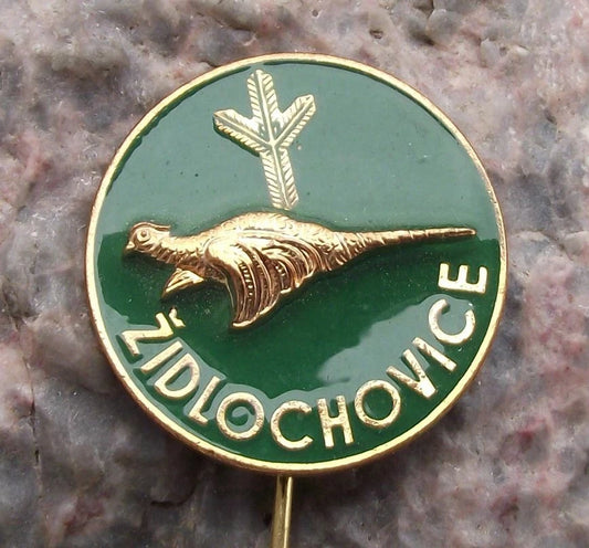 Vintage CMS Czech Hunting Association Židlochovice Pheasant Hunter Pin Badge