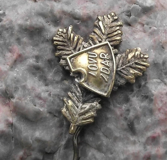 Vintage Czech Hunters Motto Tally Ho ! Lovu Zdar Hunting Cry Members Pin Badge