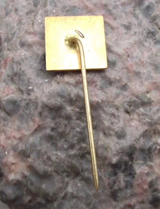 1975 Lovena Czech Shotgun Weapons Rifle Maker Target Logo Anniversary Pin Badge