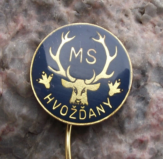 Vintage Hvozdany CMS Czech Hunting Association Deer Stag Hunters Pin Badge