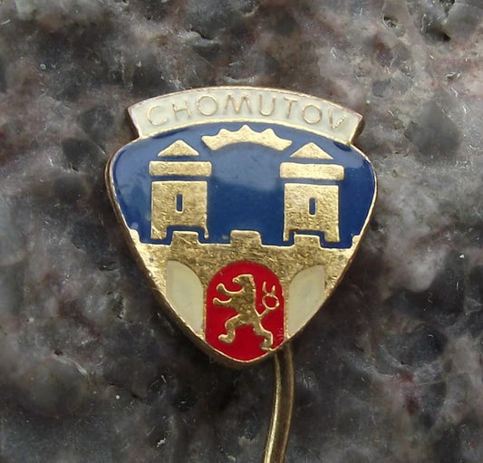 Vintage Chomutov Czechoslovakia Coat of Arms City Heraldic Crest Pin Badge