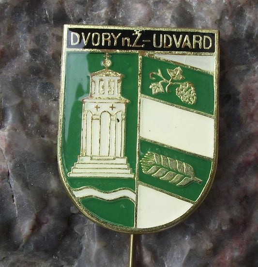 Vintage Dvory nad Žitavou Heraldic Crest Coat of Arms Pin Badge