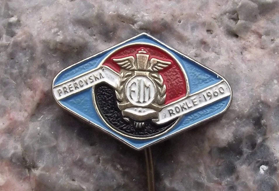 1960 FIM Motorcycle Motocross Championships MX Přerovska Quarry Racing Pin Badge