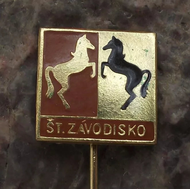 Vintage Slovakia State National Race Course Bratislava Horse Standing Pin Badge - Badgecrazy