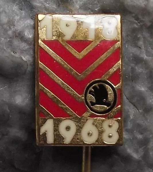 1968 Skoda Car Company 50th Anniversary Czech Independence Pin Badge