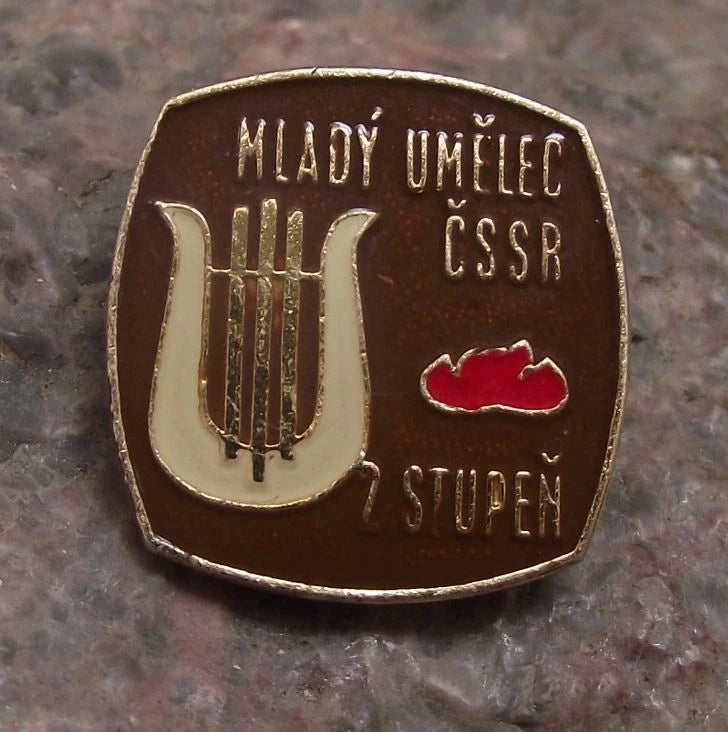 Vintage Czech Pioneer Youth Group Young Musician Artist Stage 2 Award Pin Badge