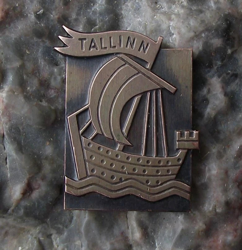 Vintage Tallinn Estonia Sailing Trade Ship Sailing Boat Pin Badge