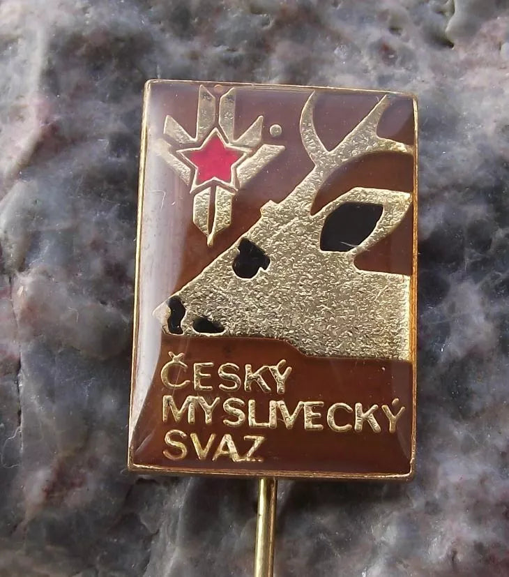Vintage CMMJ Czech Hunting Association CMS Deer Head Members Pin Badge