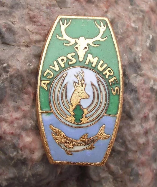 Vintage Romanian Hunting Fishing Association Mures District Pin Badge