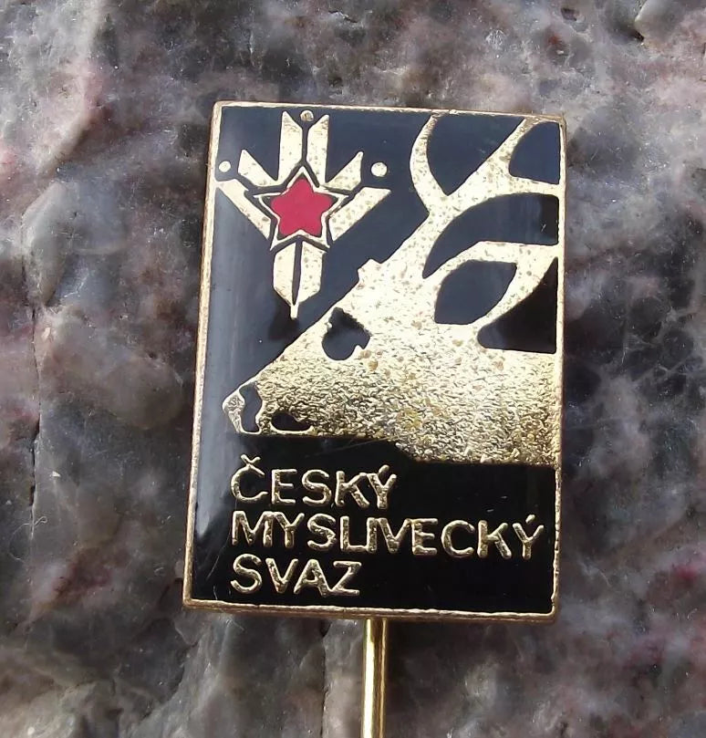 Vintage CMMJ Czech Hunting Association CMS Deer Head Members Pin Badge