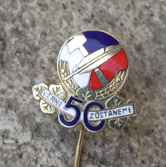 1947 Czech National Social Party 50th Anniversary Political Pin Badge