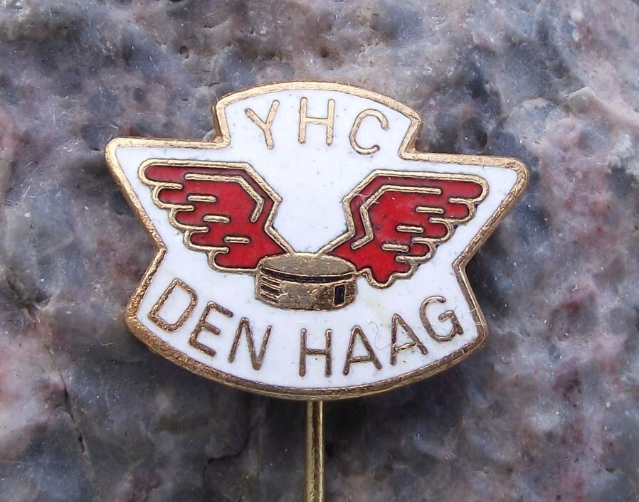 Vintage YHC HYS The Hague Den Haag Ice Hockey Winged Puck Logo Pin Badge
