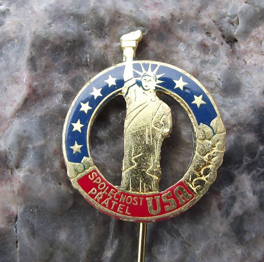Antique Statue of Liberty Czech Society of Friends of USA America Pin Badge - Badgecrazy