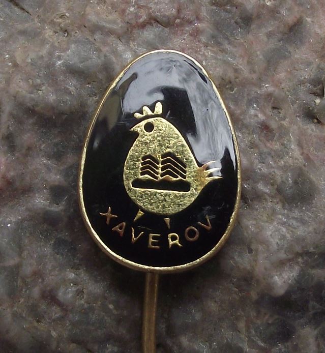 Antique Czech Chicken Farm Xaverov Hen & Egg Logo Keeper Farmer Pin Badge - Badgecrazy