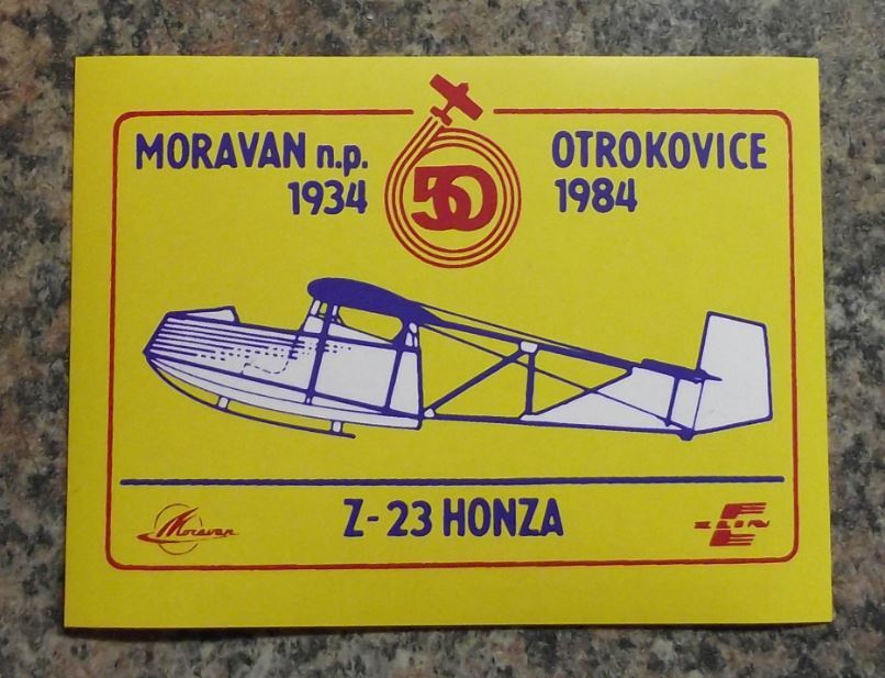 1984 Moravan Zlin Z-23 Z 23 Honza Pre War Club Glider Aircraft Decal Sticker - Badgecrazy