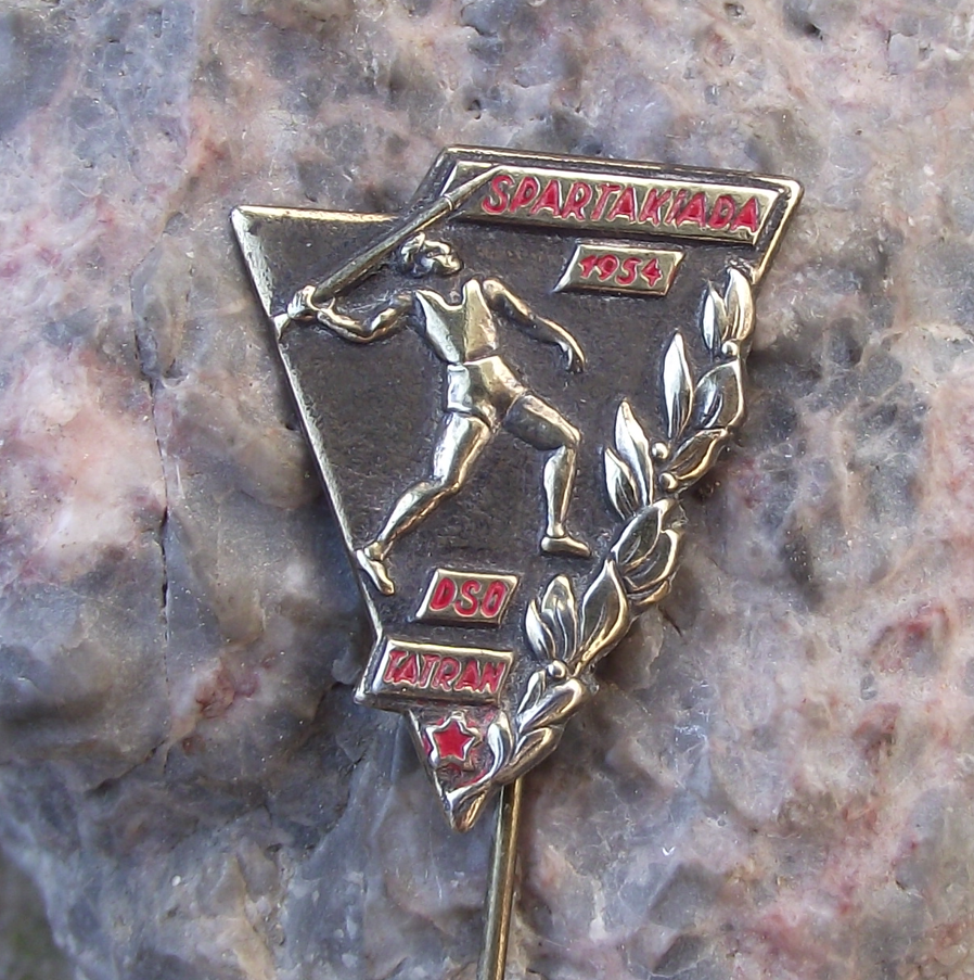 1954 DSO Tatran Regional Spartakiad Communist Group Physical Exercise Pin Badge