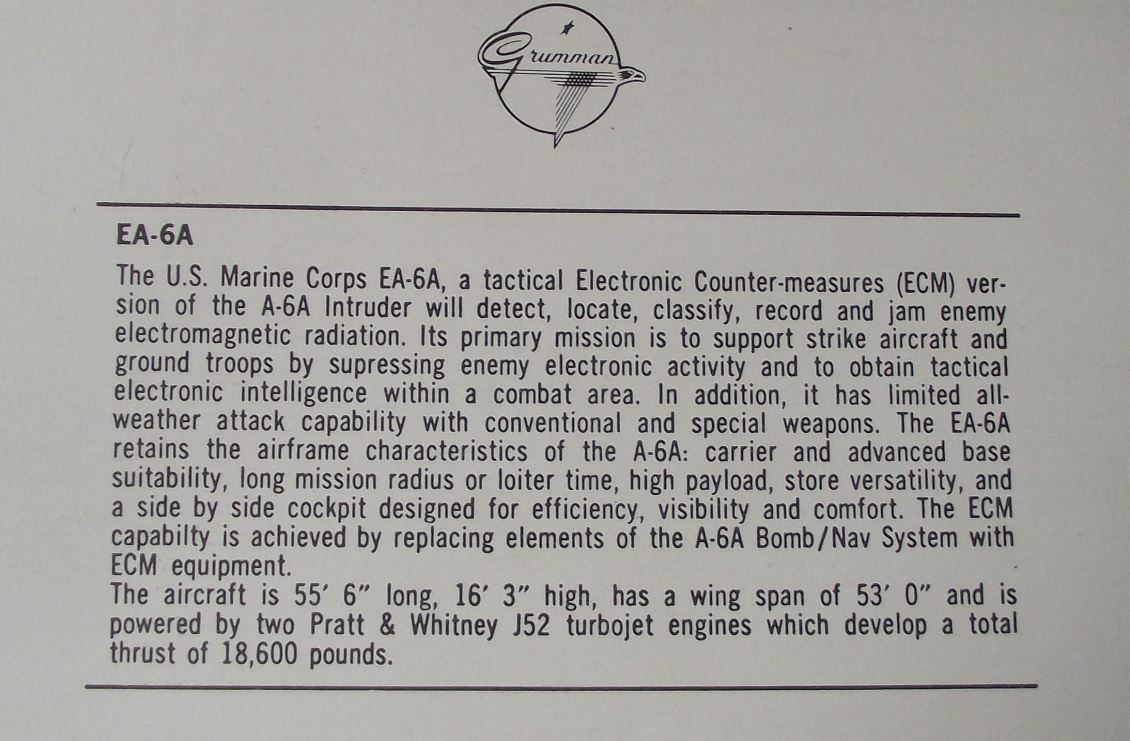 1968 Grumman US Navy Prowler EA-6A Electronic Warfare Aircraft Postcard - Badgecrazy