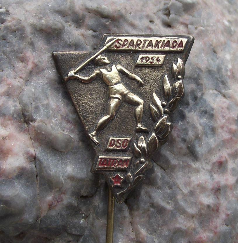 1954 DSO Tatran Regional Spartakiad Communist Group Physical Exercise Pin Badge