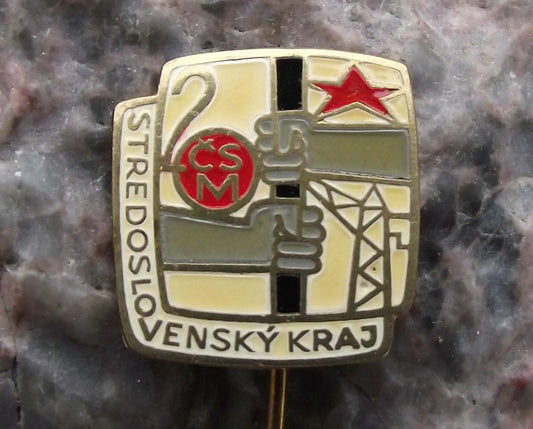 Vintage CSM SCM Czechoslovakia Youth Central Slovakia Construction Pin Badge - Badgecrazy