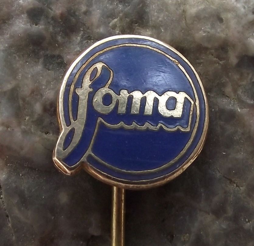 Antique FOMA Fotochema Czech Camera Film Photography Firm Pin Badge Blue - Badgecrazy