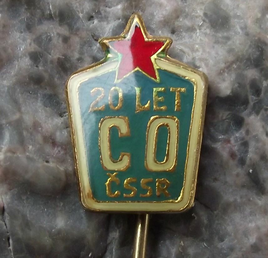 1969 Czechoslovakia Civil Defense Defence Worker 20th Anniversary CO Pin Badge - Badgecrazy