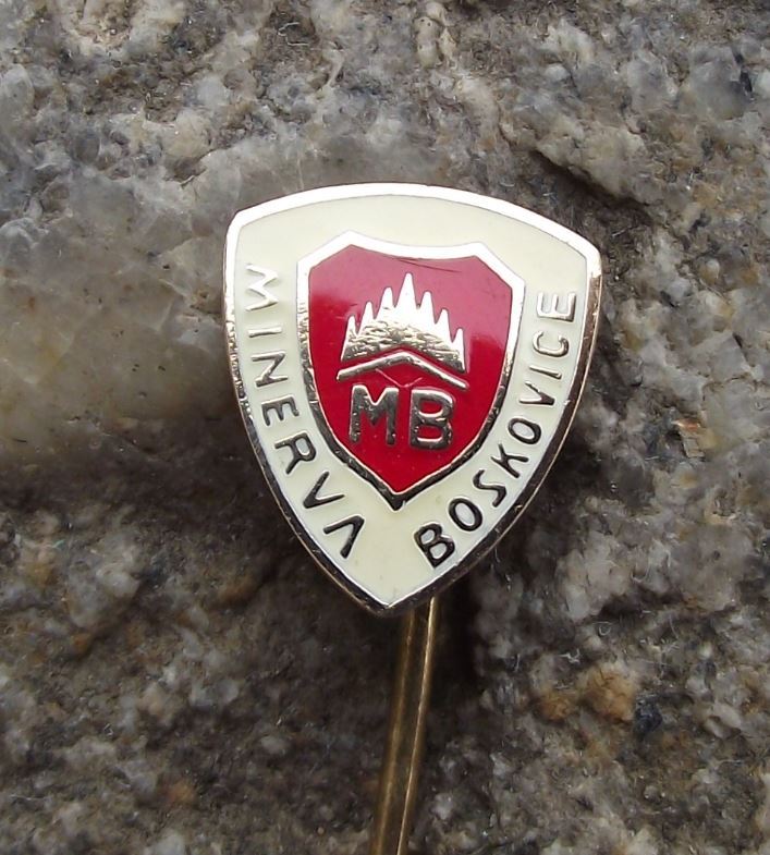 Antique Minerva Boskovice Sewing Machines of Czechoslovakia Shield Pin Badge - Badgecrazy