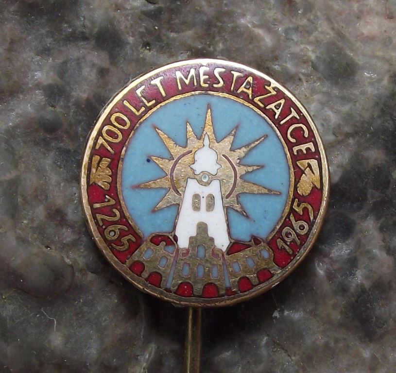 1965 Zatec 700th Anniversary Czech City Tourist Souvenier Pin Badge - Badgecrazy