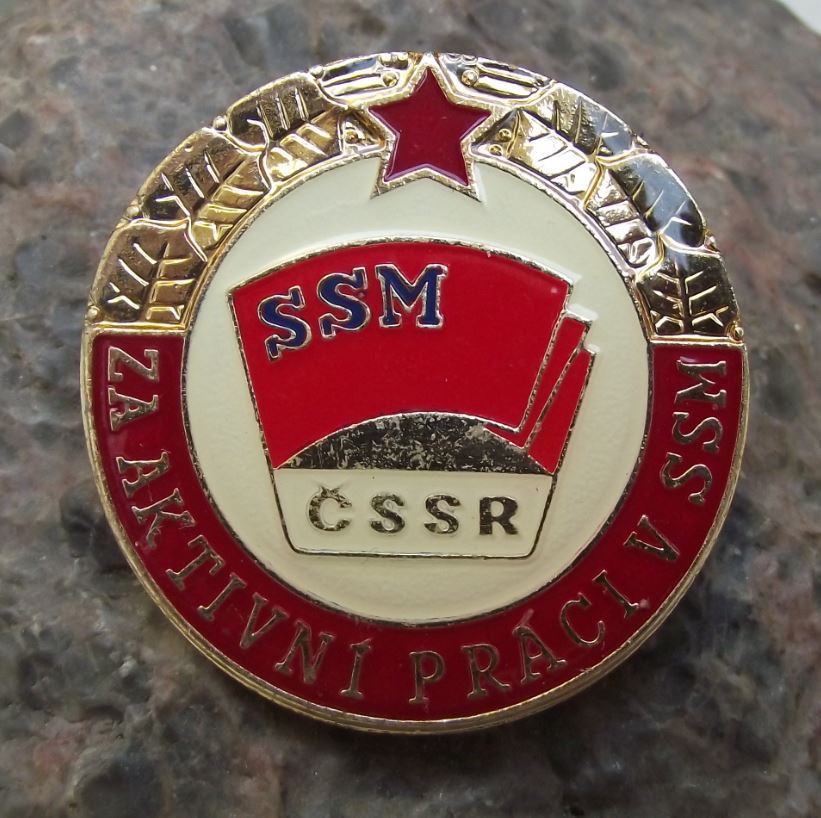 Antique Worker Award Red Star SSM CSSR Communist Youth Decoration Pin Badge - Badgecrazy