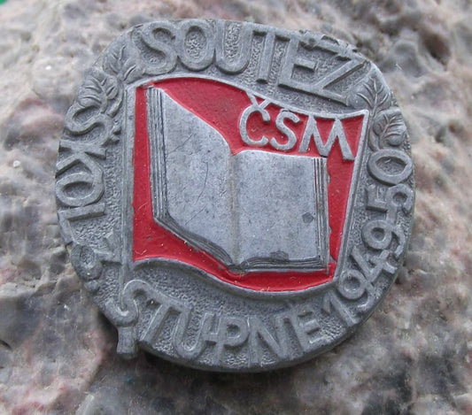 1949 CSM Czechoslovakian Youth Organisation School Competition Award Pin Badge