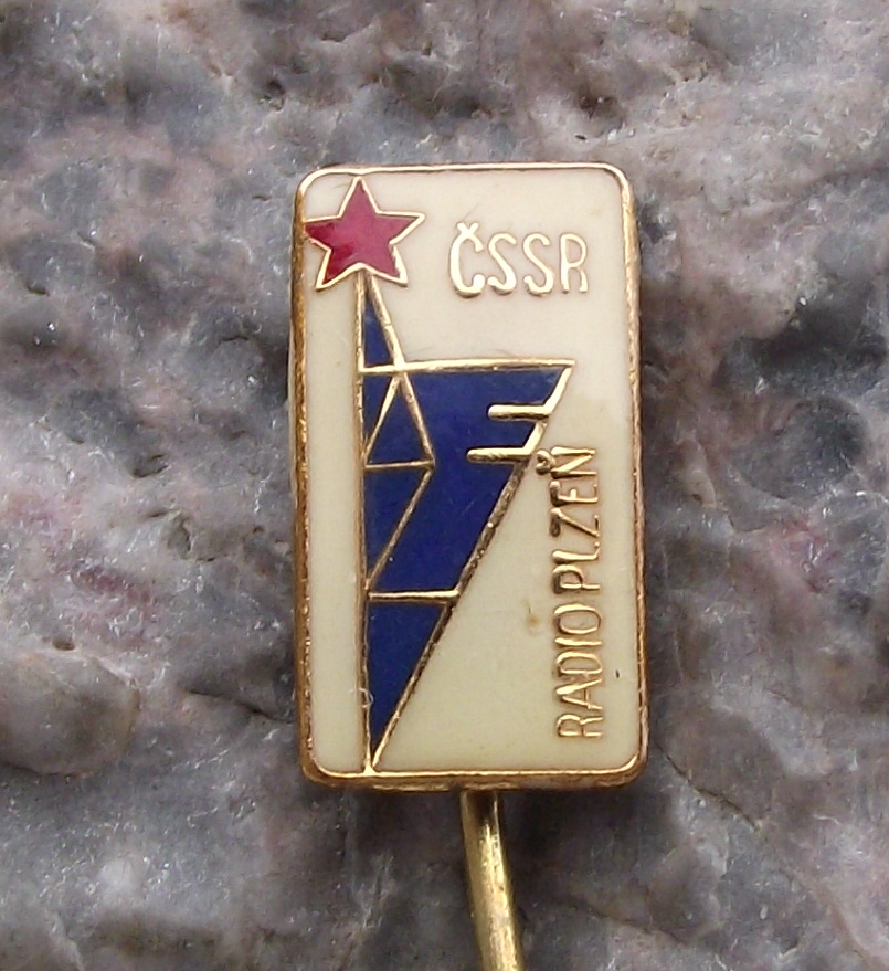 Vintage Radio Plzen CSSR Czech State Broadcasting Company Transmitter Pin Badge - Badgecrazy