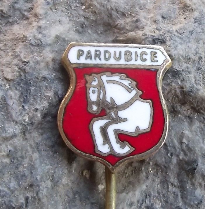 Pardubice White Horse Racing Czech City Heraldic Crest Coat of Arms Pin Badge - Badgecrazy