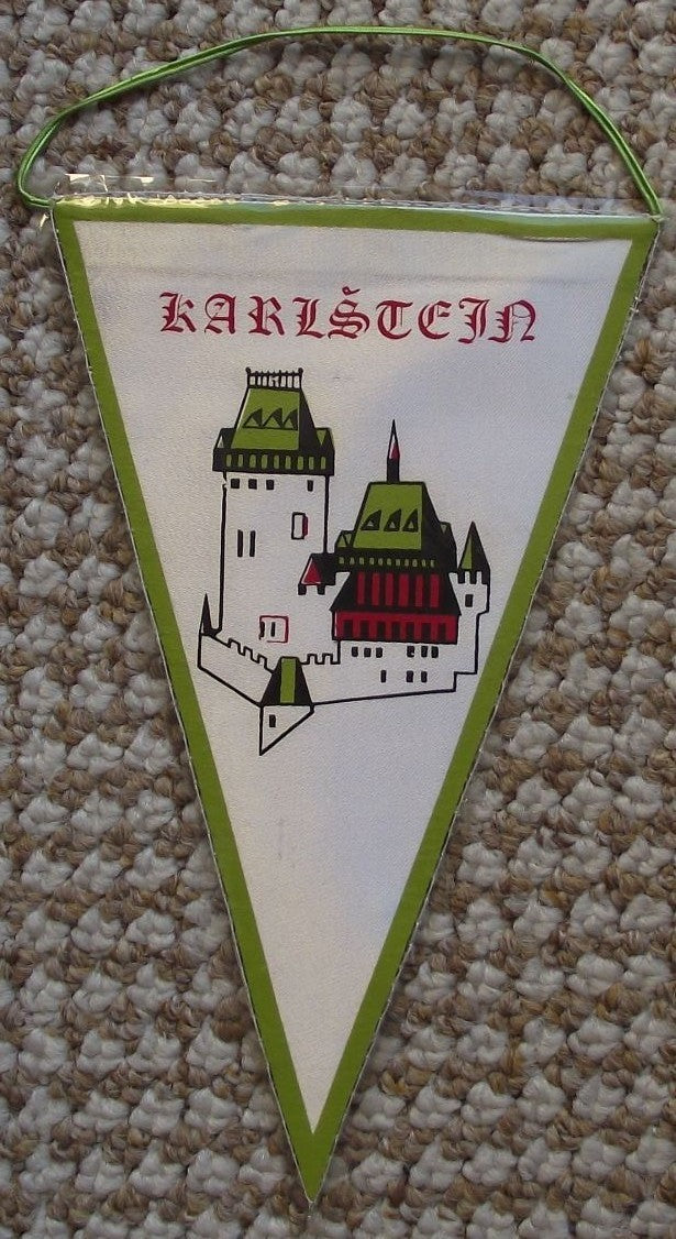 Karlstejn Castle Czechoslovakia Tourist Attraction Souvenier Pennant Flag - Badgecrazy