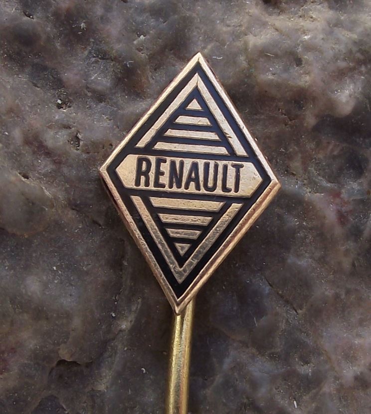Antique 1960s Renault French Car Maker Diamond Logo Advertising Marque Pin Badge - Badgecrazy