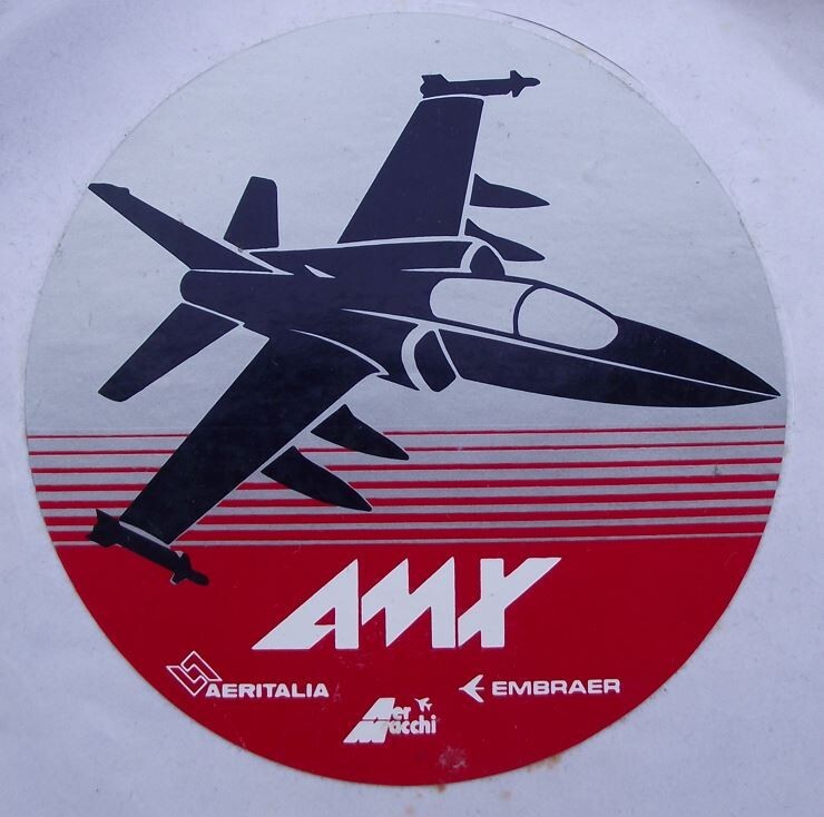 Vintage AMX Aeritalia Embraer Aer Macchi Jet Fighter Sticker Decal - Badgecrazy