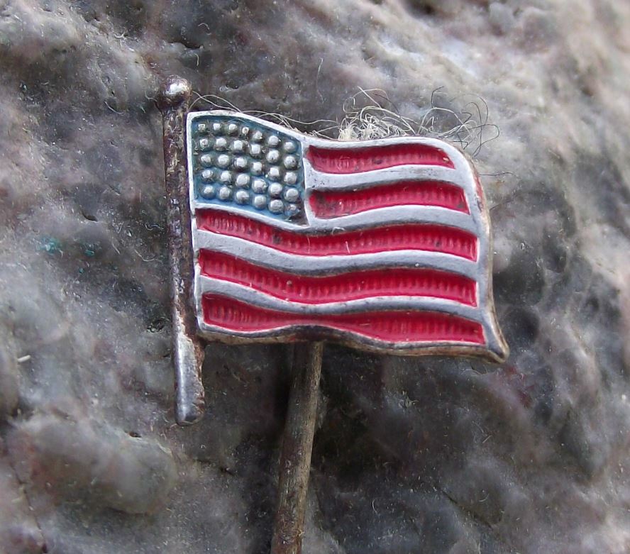 Antique USA United States of America Star and Stripes Waving Flag Pin Badge - Badgecrazy