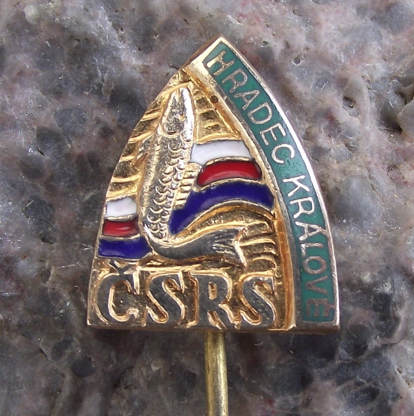 Antique Hradec Kralove Bohemia Czech Fishing Association Members Fish Pin Badge - Badgecrazy
