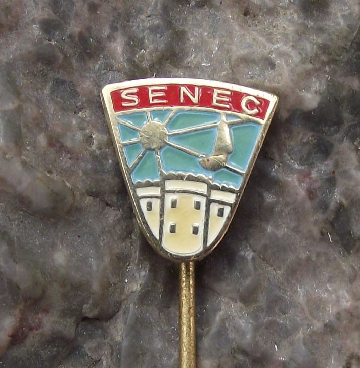 Antique Senec Slovakia Summer Lake Resort Sun Yacht Castle Motif Pin Badge - Badgecrazy