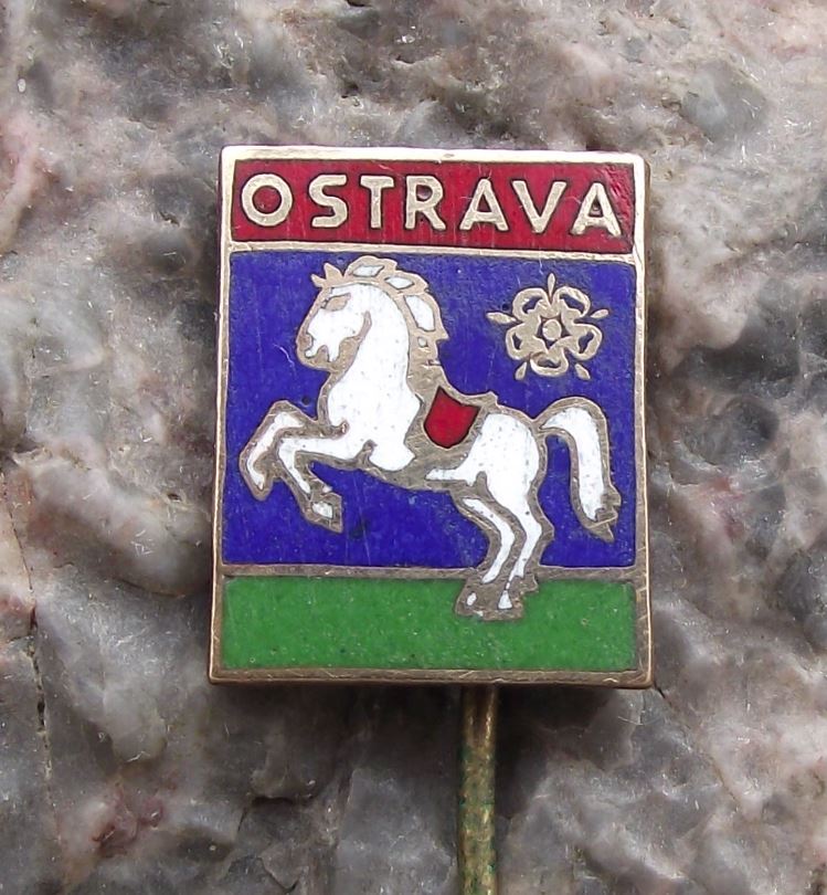 Antique Ostrava City Prancing Horse Heraldic Crest Official Coat Arms Pin Badge - Badgecrazy