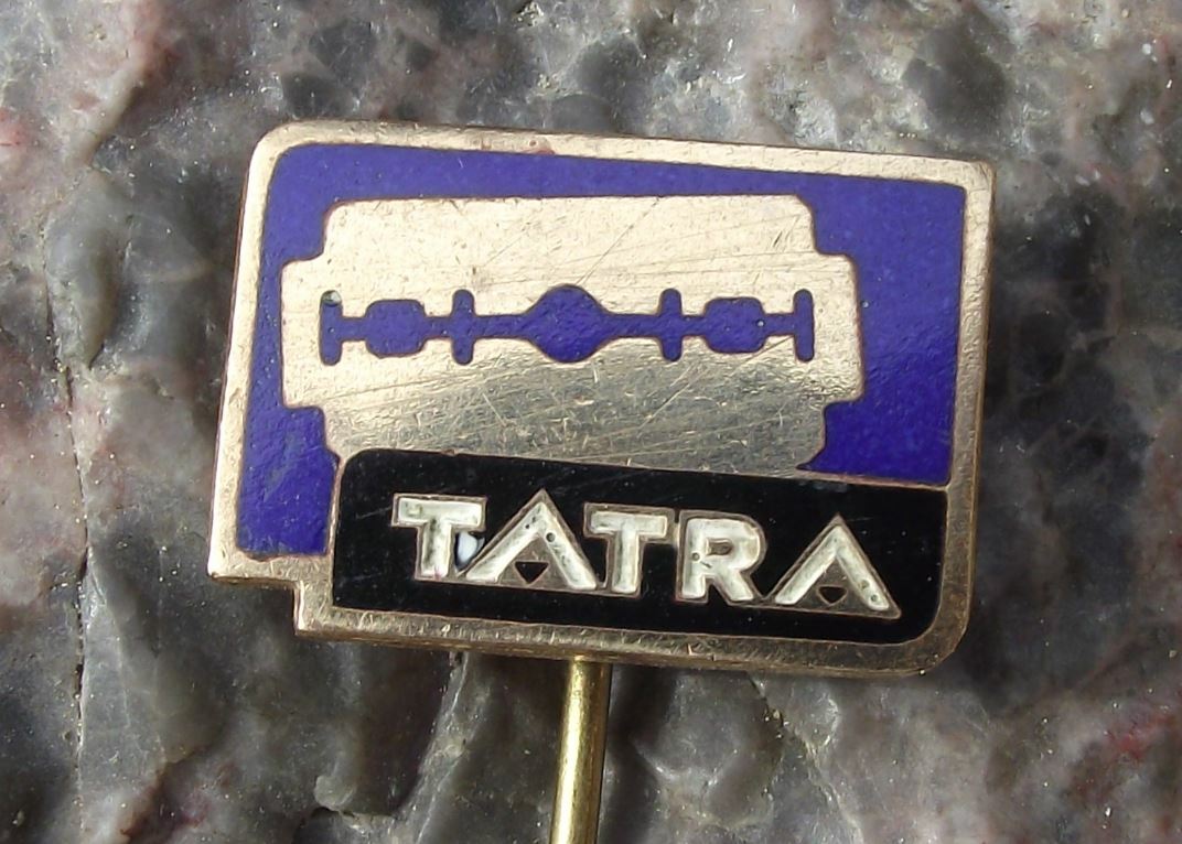 Antique Tatra Double Edged Safety Razor Blade Mens Shaving Company Pin Badge - Badgecrazy