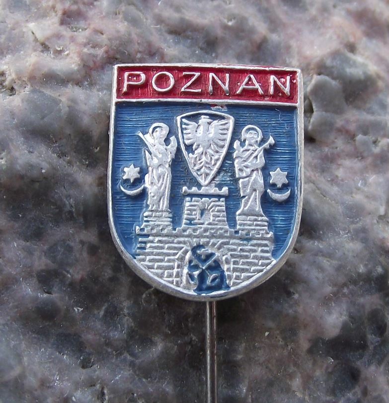 Antique Poznan Polish City Poland Heraldic Crest Castle Coat of Arms Pin Badge - Badgecrazy
