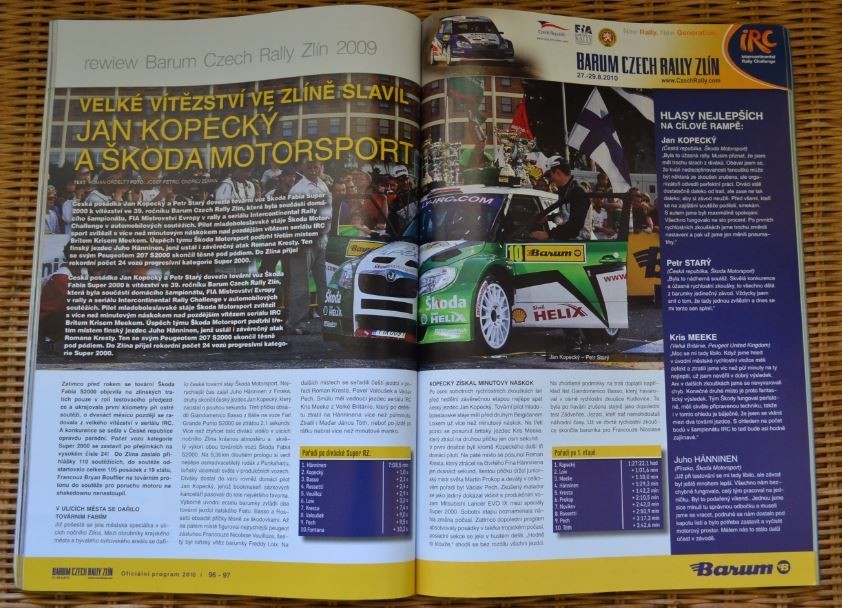 2010 Barum Czech Rally IRC Intercontinental Challenge European FIA Race Program - Badgecrazy