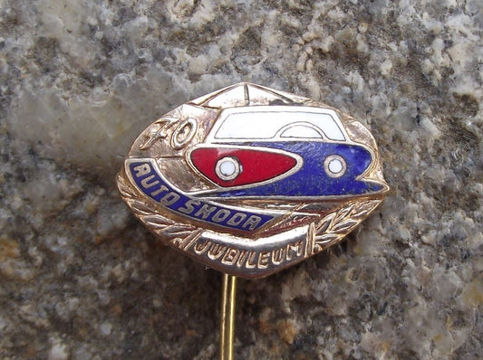 Antique Skoda Auto Model 1000 MB Mlada Boleslav Car 70th Jubilee Pin Badge - Badgecrazy