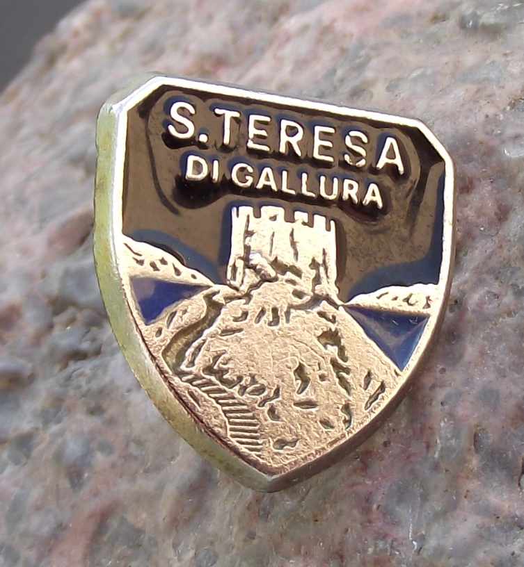 Antique Santa Teresa di Gallura Sardinia Sassari Longosardo Tower Pin Badge - Badgecrazy
