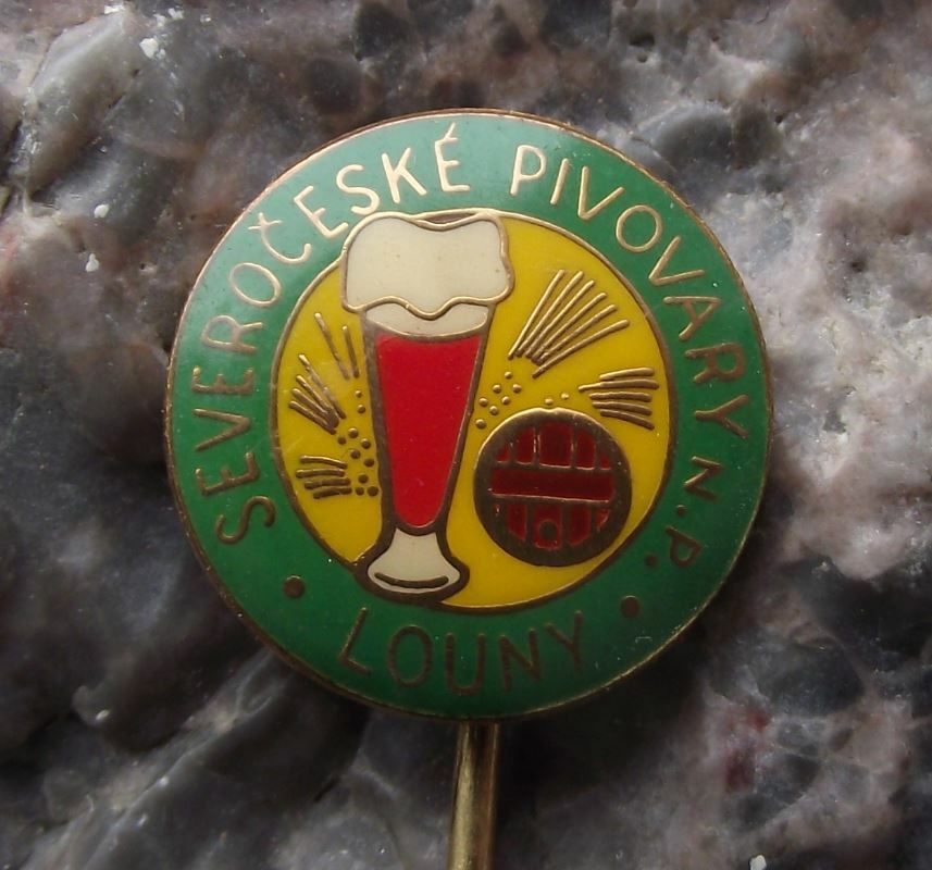 Vintage Pivovary Louny Czech Lager Beer Brewery Glass Wheat Logo Pin Badge - Badgecrazy