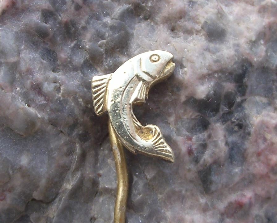 Antique Brown Spotted Trout Fishing Angling Association River Fish Pin Badge - Badgecrazy