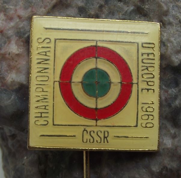 1969 Paris France European Shooting ISSF Championships Gun Target Pin Badge - Badgecrazy