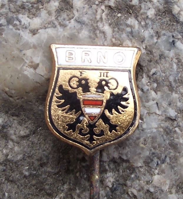 Antique Brno Czechoslovakia Double Head Eagle Heraldic Crest Shield Pin Badge - Badgecrazy