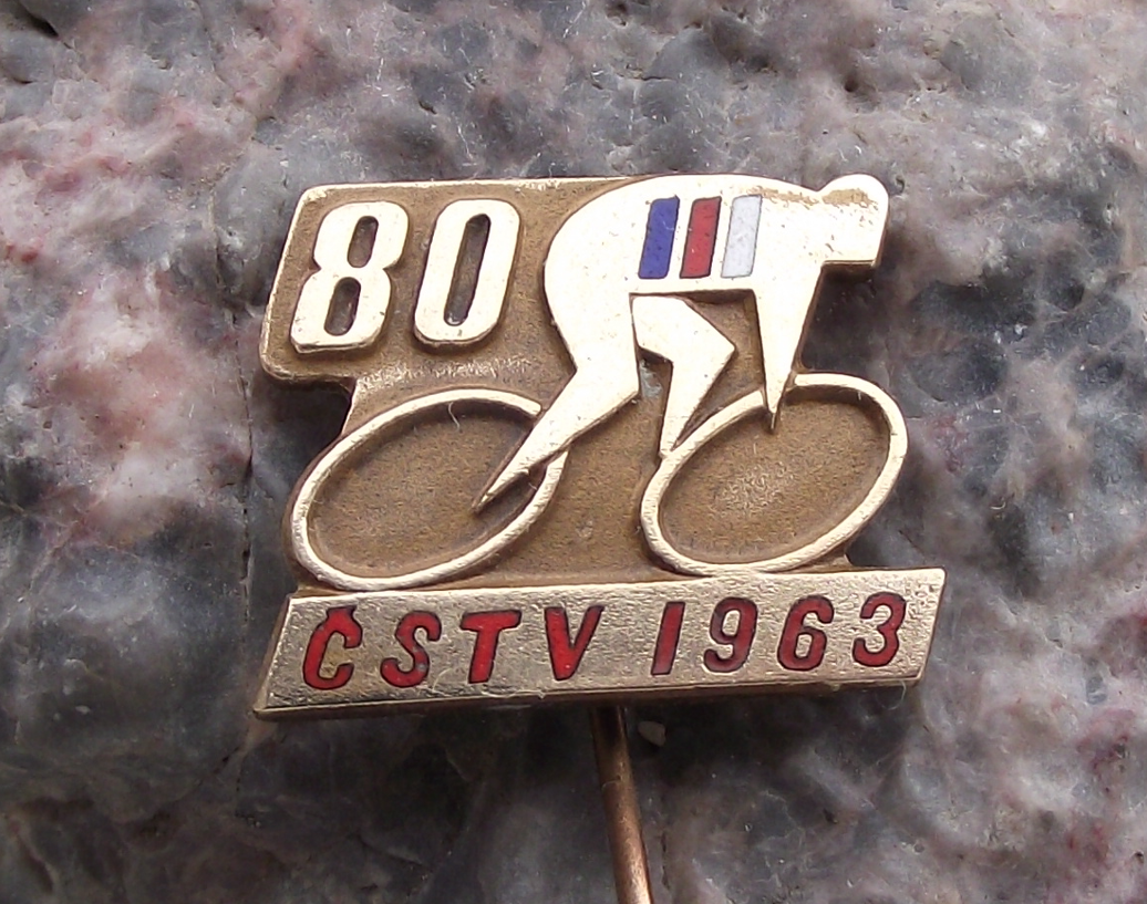 1963 Czech Cycle Cycling Association Club 80th Anniversary Gold Pin Badge - Badgecrazy