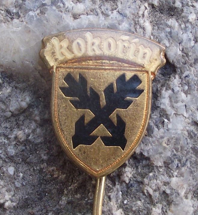 Kokorin Czechoslovakia Town Heraldic Crest Official Coat Arms Shield Pin Badge - Badgecrazy