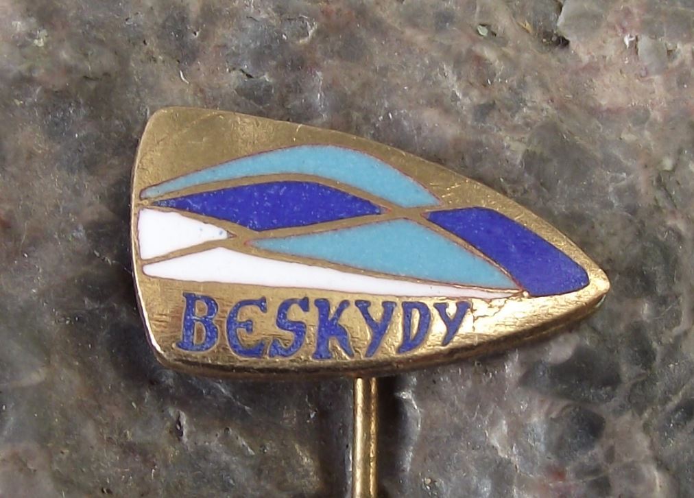 Antique Beskydy Beskid Czech Blue White Mountains Hills Souvenier Pin Badge - Badgecrazy